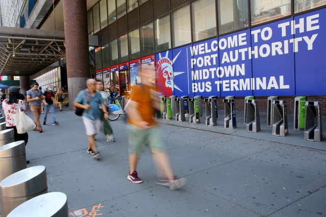 Migrants and asylum seekers arrived at Port Authority Bus Terminal in New York City on Sunday, August 7th, 2022.